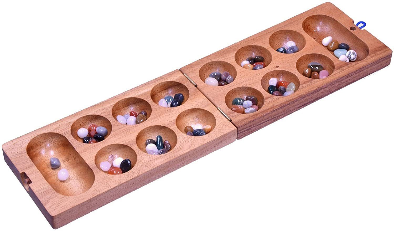 LOGOPLAY Spiel Kalaha Gr. L mit Magnetverschluss, Gesellschaftsspiel, Kalaha Spiel mit Magnetverschluss für 2 Spieler Spielfeld 14 x 49 cm