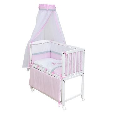 Baby-Delux Beistellbett Babybett Princess, Stillbett 90x40 weiß höhenverstellbar, Matratze inkl. komplett Set