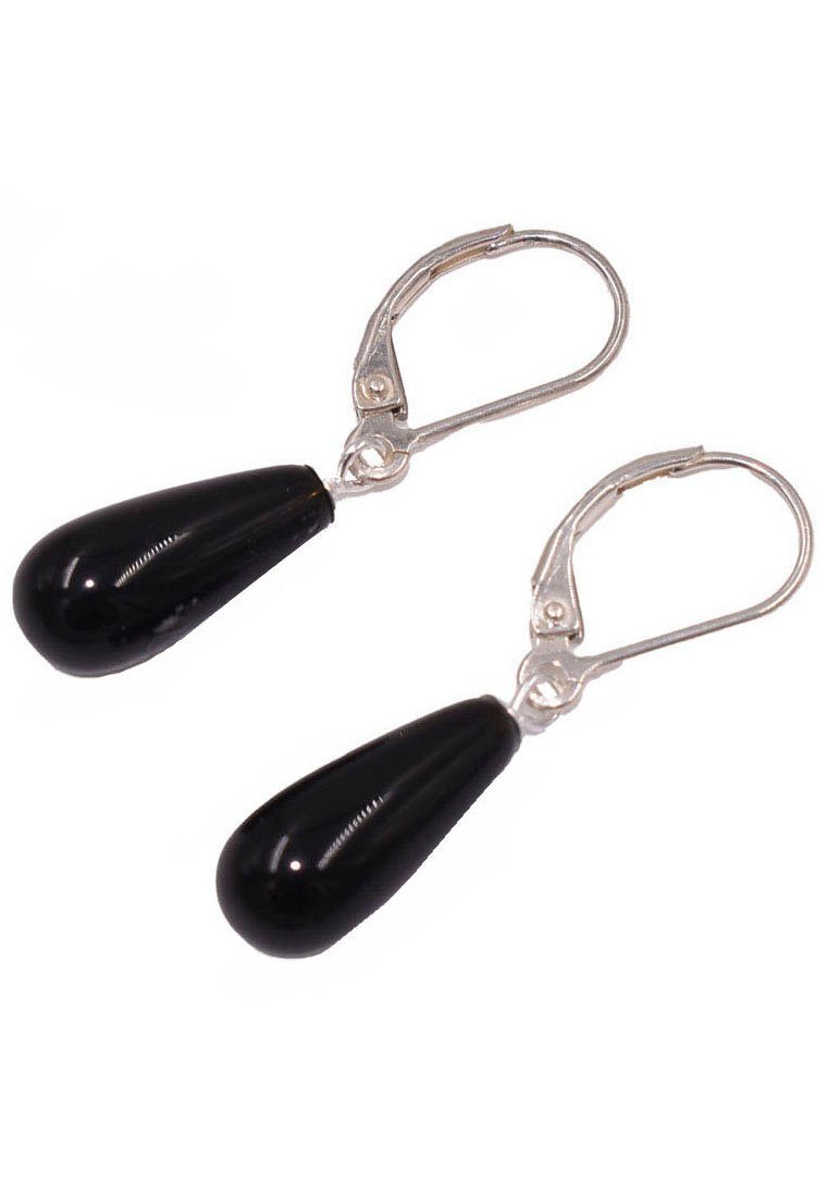 Firetti Paar Ohrhänger Schmuck Geschenk Silber 925 Ohrschmuck Patentbrisur Edelstein Onyx, Made in Germany - mit Onyx