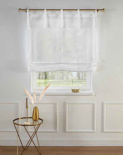 Raffrollo TENDER, Guido Maria Kretschmer Home&Living, mit Bindebänder, transparent, Leinen Optik mit Struktur, monochrom