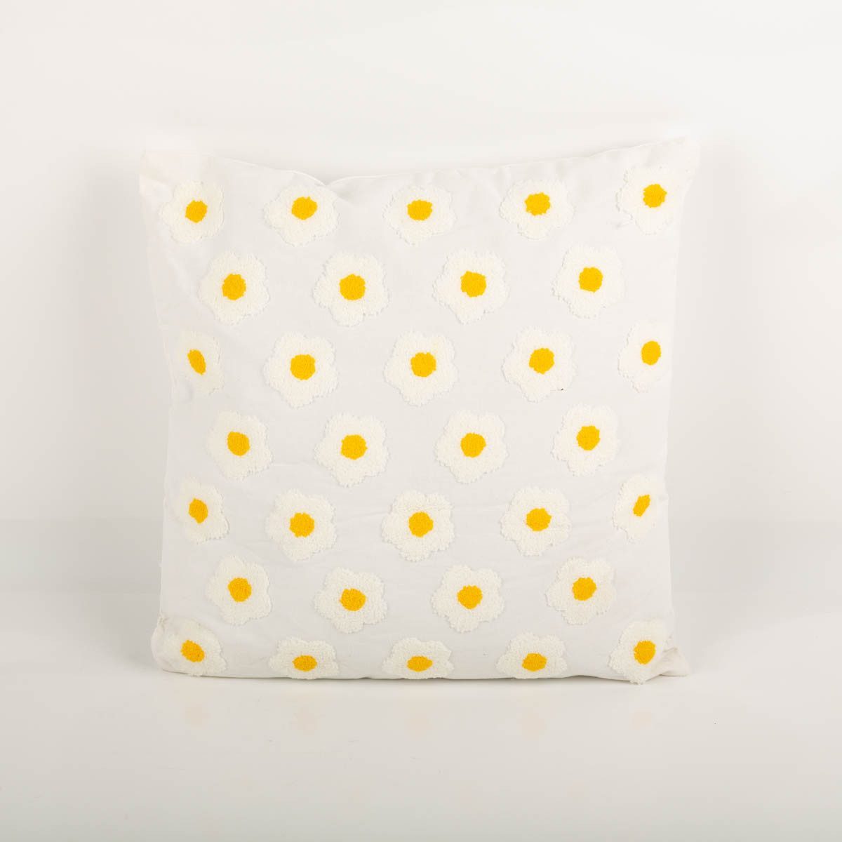 Clayre & Eef Dekokissen Clayre & Eef Kissen Blumen getuftet weiß gelb 45x45 cm