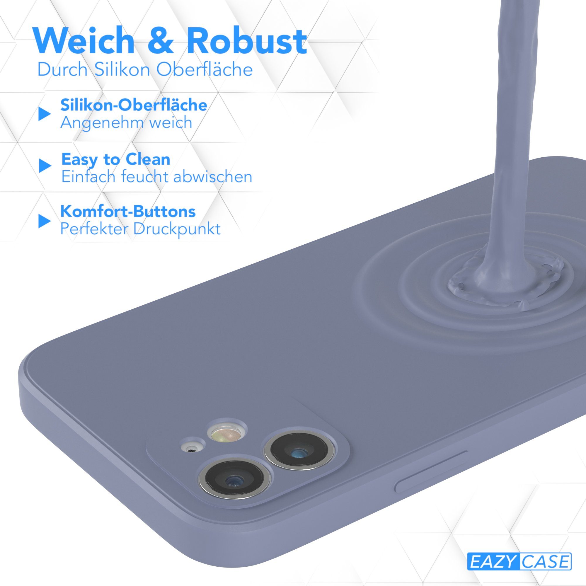 EAZY CASE Handyhülle für Apple iPhone 12 Hülle Silikon 6,1 Zoll, Silikon Schutzhülle mit Kameraschutz Matt Back Cover Soft Eis Blau – Bild 5 von 5
