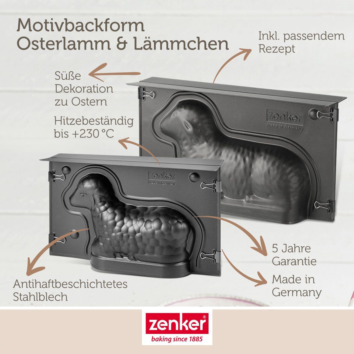 Zenker Backform Osterbackformen-Set Special Season, Lammform, Mini-Lammform