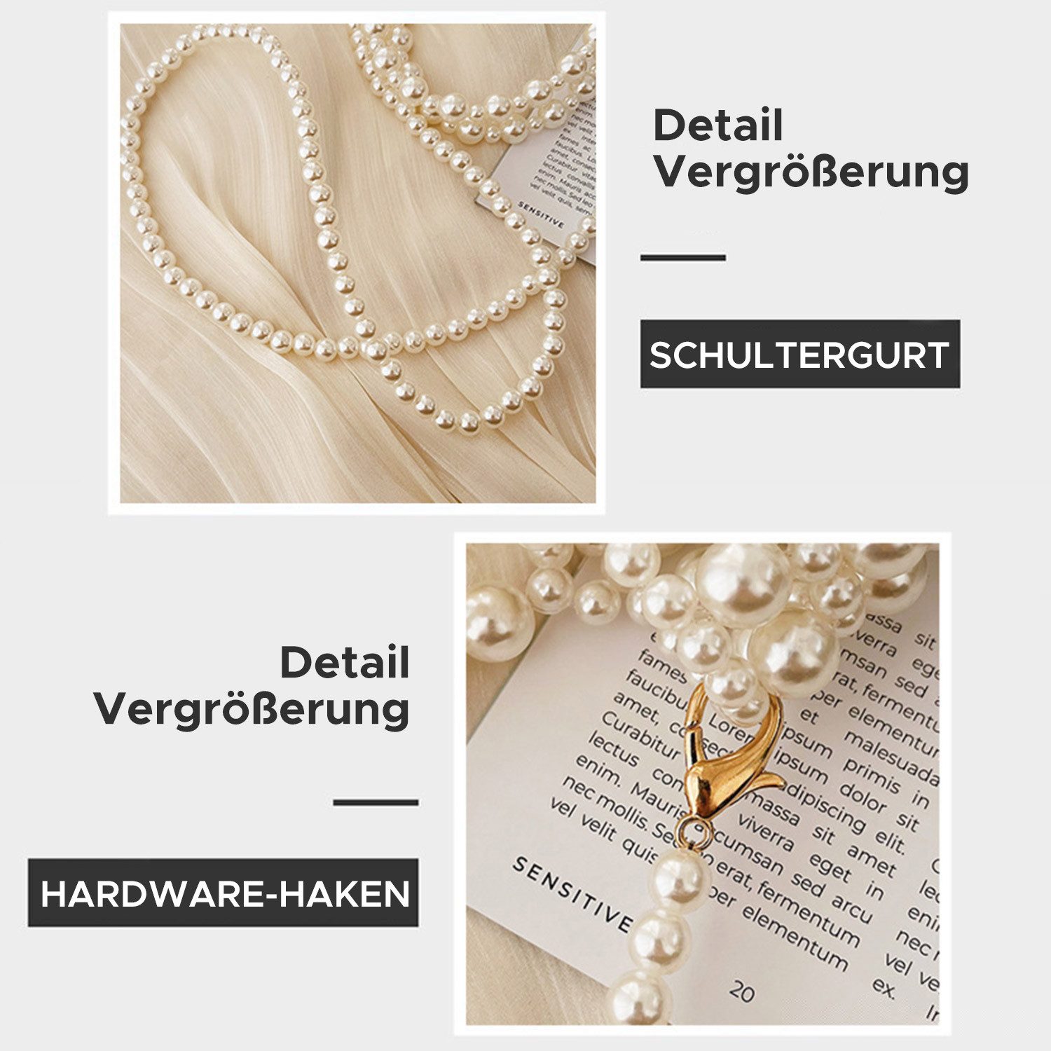 Refttenw Clutch Women's Clutch Artificial Pearls Handbag with Chain, Evening Bag Shoulder Bag