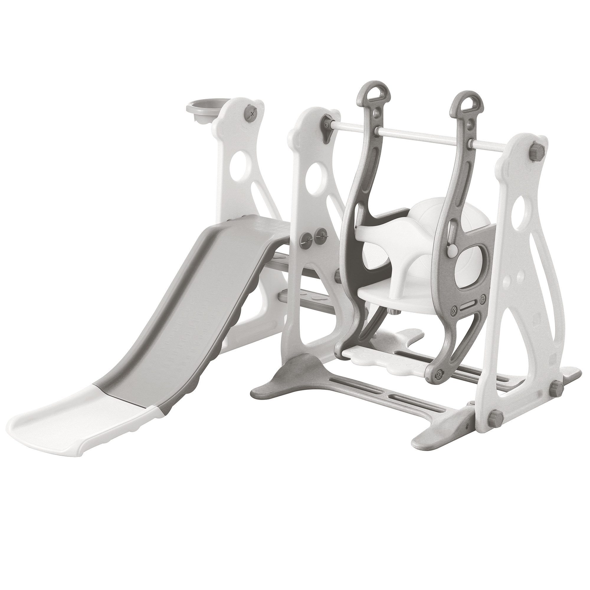 Merax Rutsche inkl. Rutsche, Schaukel, Treppe und Basketballkorb, 4-in-1 Kinderrutsche Indoor und Outdoor, Spielplatz