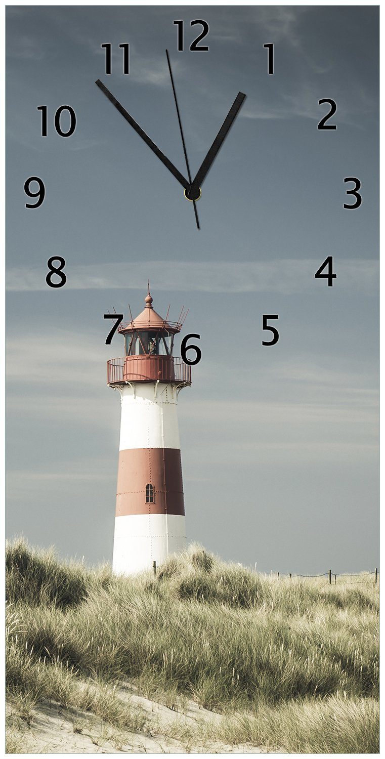Wallario Wanduhr Leuchtturm auf der Düne am Strand (Uhr aus Acryl)