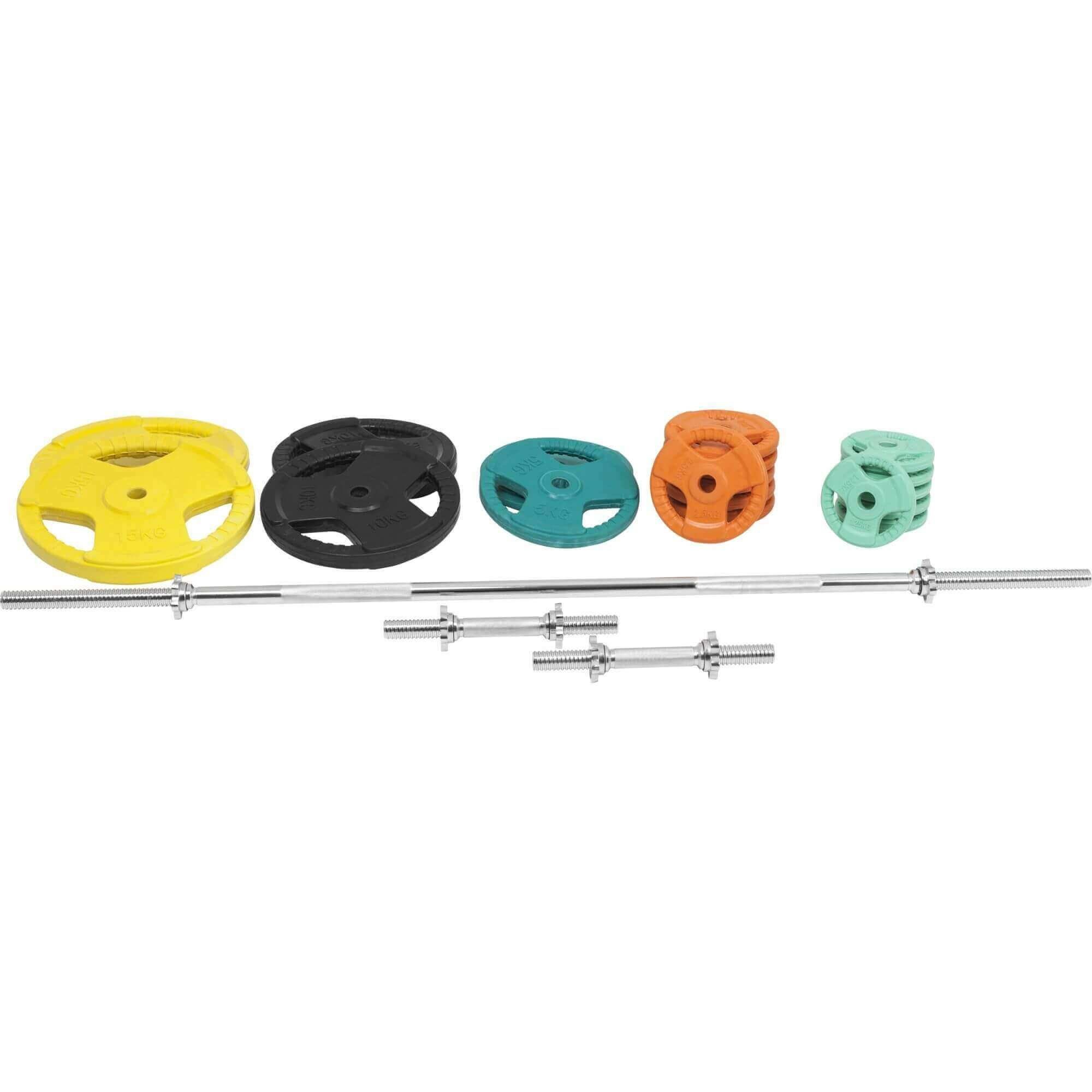 GORILLA SPORTS Hantel-Set Langhantelset Gummi Gripper 100 kg