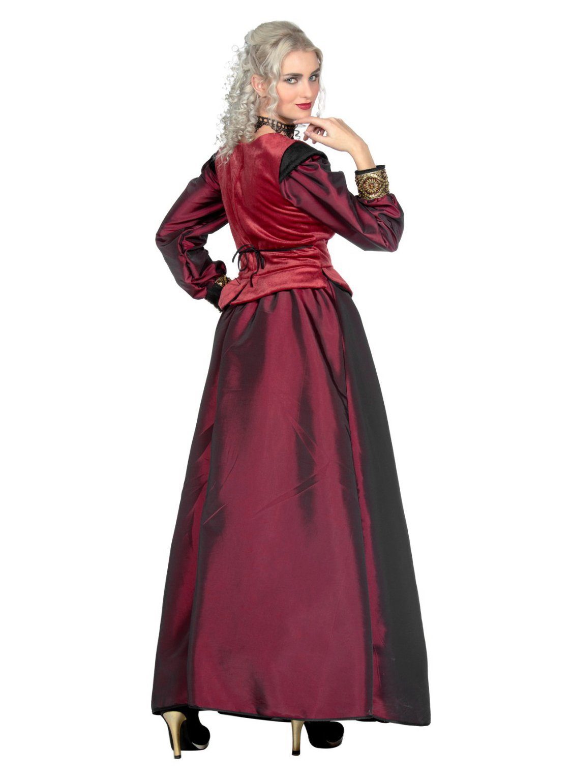 Metamorph Prinzessin-Kostüm Bordeauxrote Burgdame Kostüm, Detailreich und hochwertig verarbeitetes Kostüm für düstere Damen v