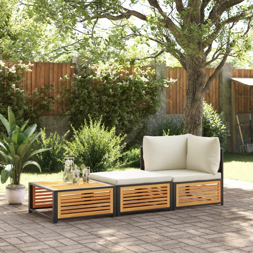 vidaXL Sofaelement Gartentisch mit Hocker Massivholz günstig online kaufen