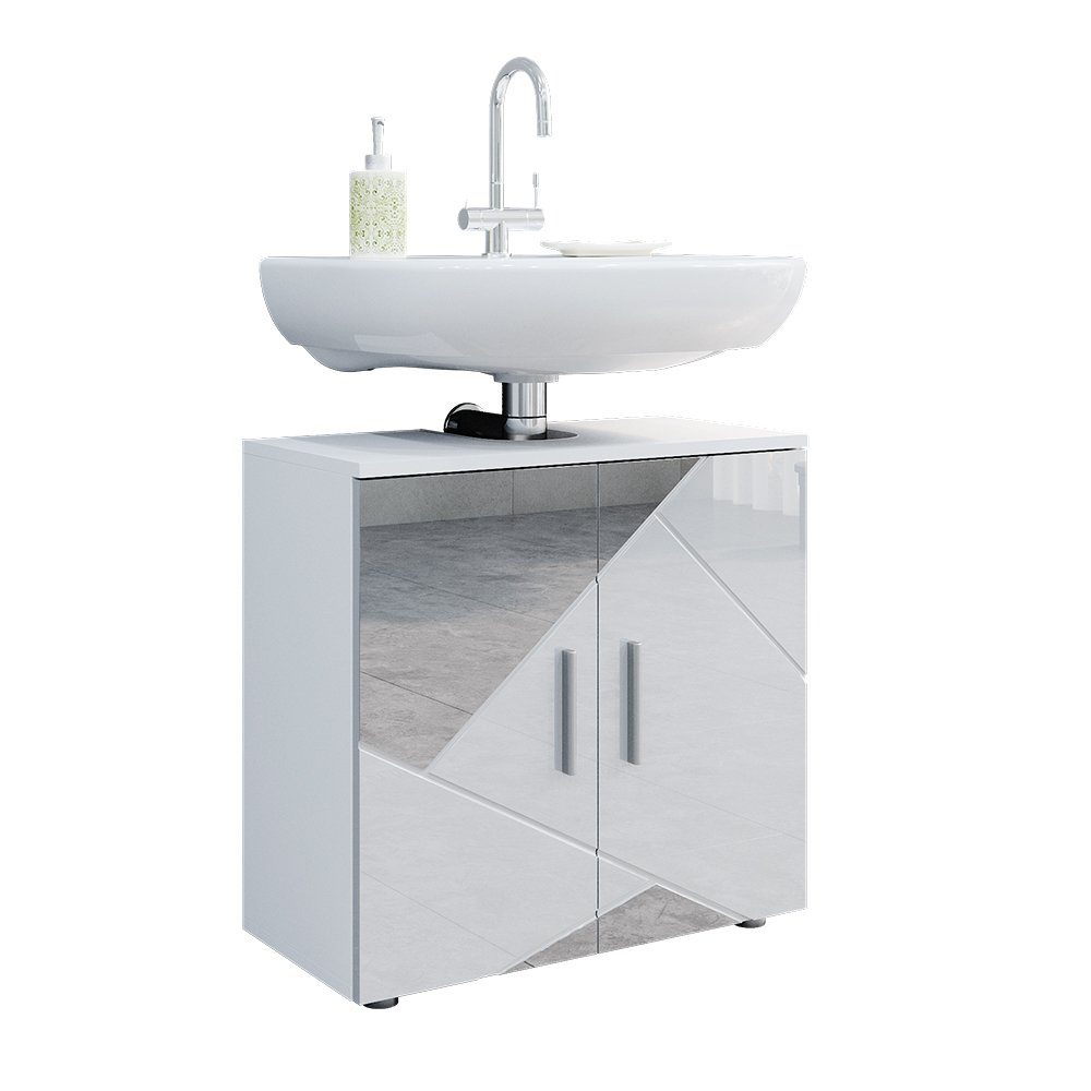 Weiß Spiegel Waschtischunterschrank Waschbeckenunterschrank 60x59cm IRMA Vicco Badschrank
