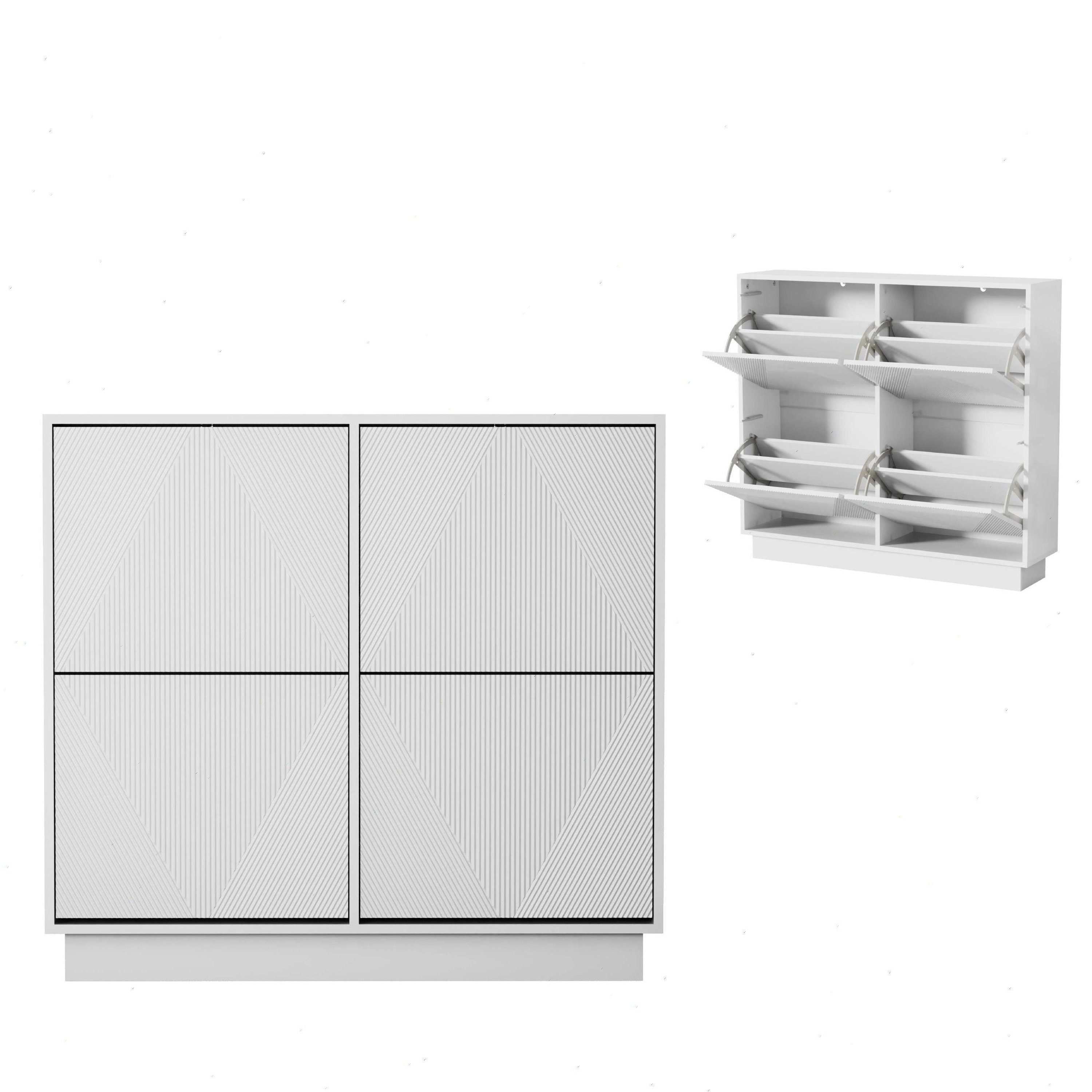 UEV Schuhschrank mit 4 Klappen Schuhregal Schuhkommode schmal (Schuhkommode günstig online kaufen