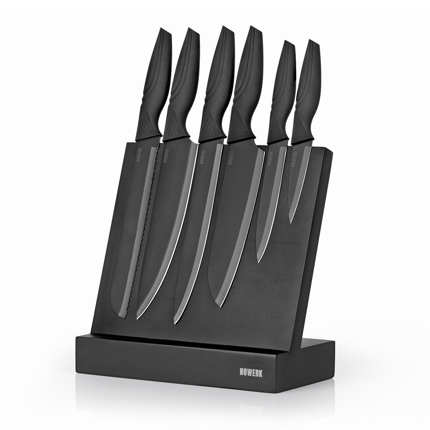 N8WERK Messer-Set »Küchenmesser - magnetische Halterung« (7-tlg), inkl.  Messerblock 7-teilig schwarz online kaufen | OTTO