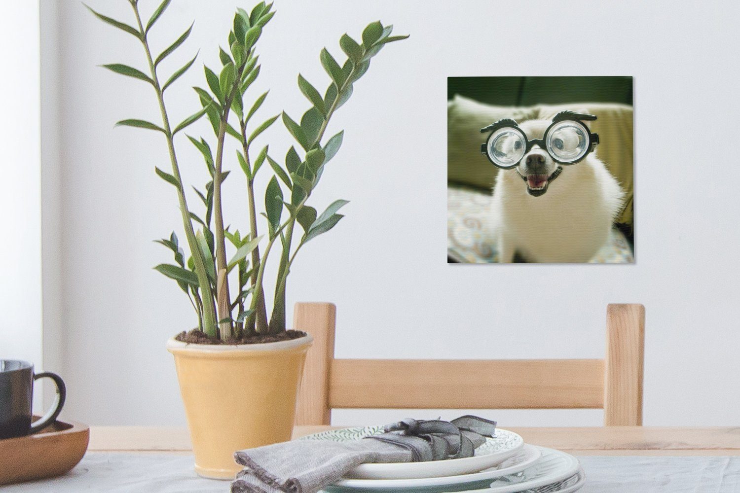 Hund Schlafzimmer (1 Bilder - OneMillionCanvasses® Schutzbrille, Wohnzimmer für Leinwand - Leinwandbild Tier St),