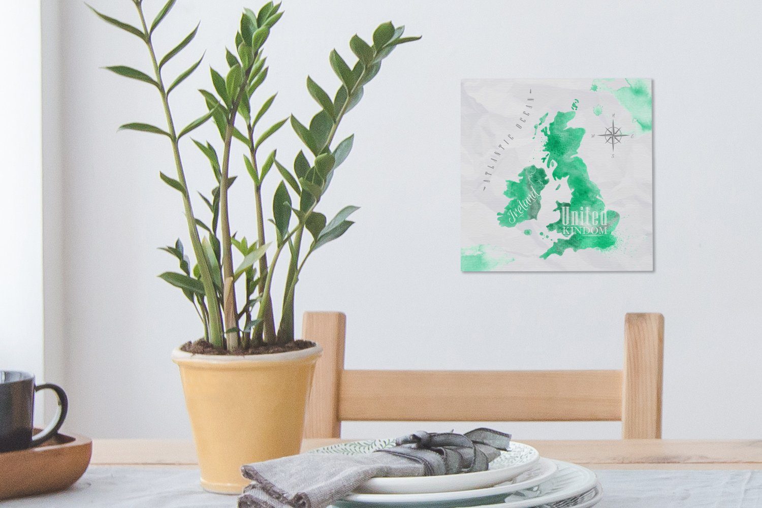 Wohnzimmer (1 - England für St), Bilder Leinwand Weltkarte - OneMillionCanvasses® Aquarell, Schlafzimmer Leinwandbild