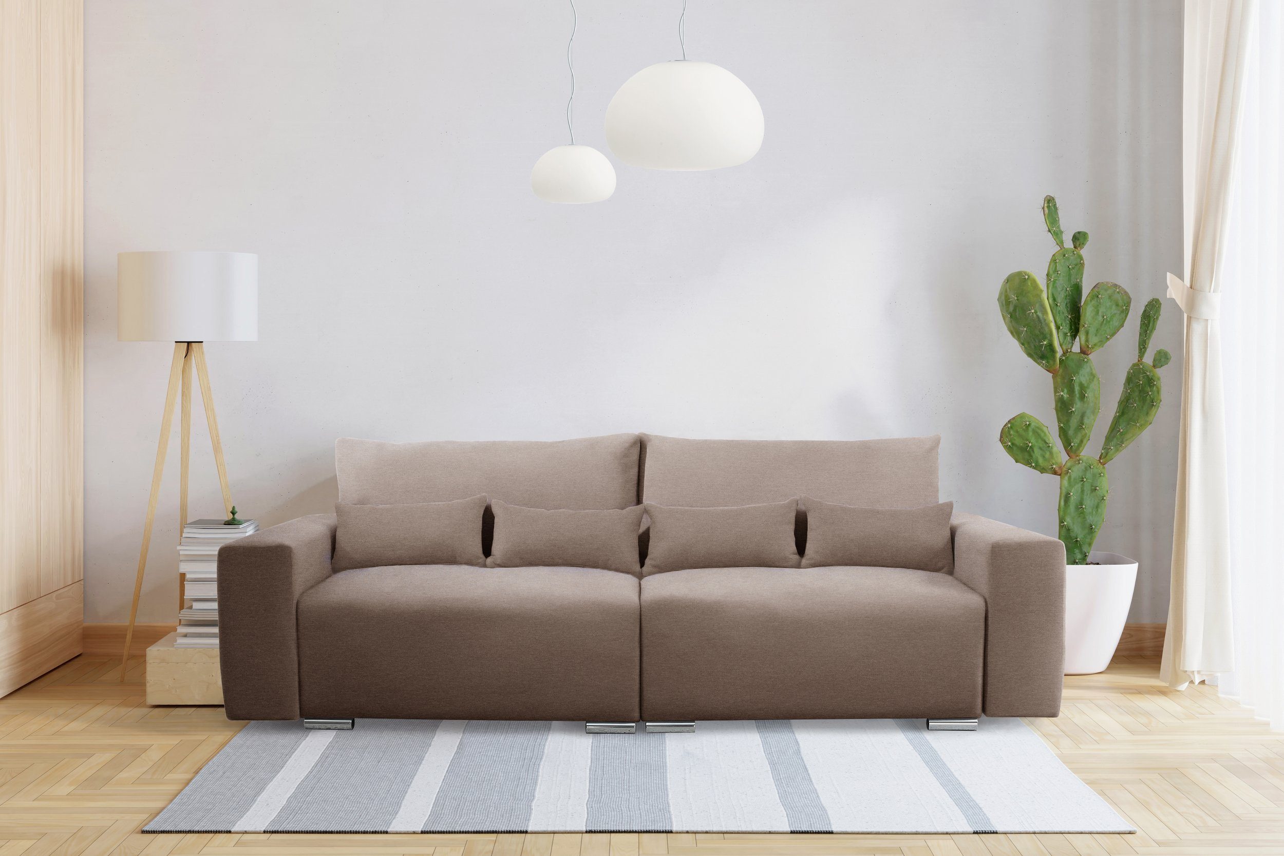 Stylefy 3-Sitzer Korfu, Sofa, stellbar, inklusive Design, mit 2-Sitzer, frei Kissen, Raum Modern im Bettfunktion