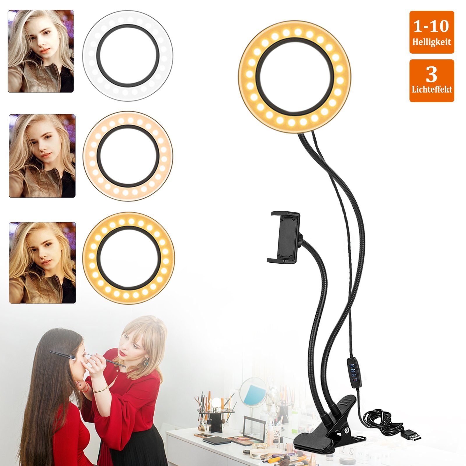 20cm LED Dimmbar Ringleuchte Ringlicht Studiolicht mit  stativ Für Live Makeup