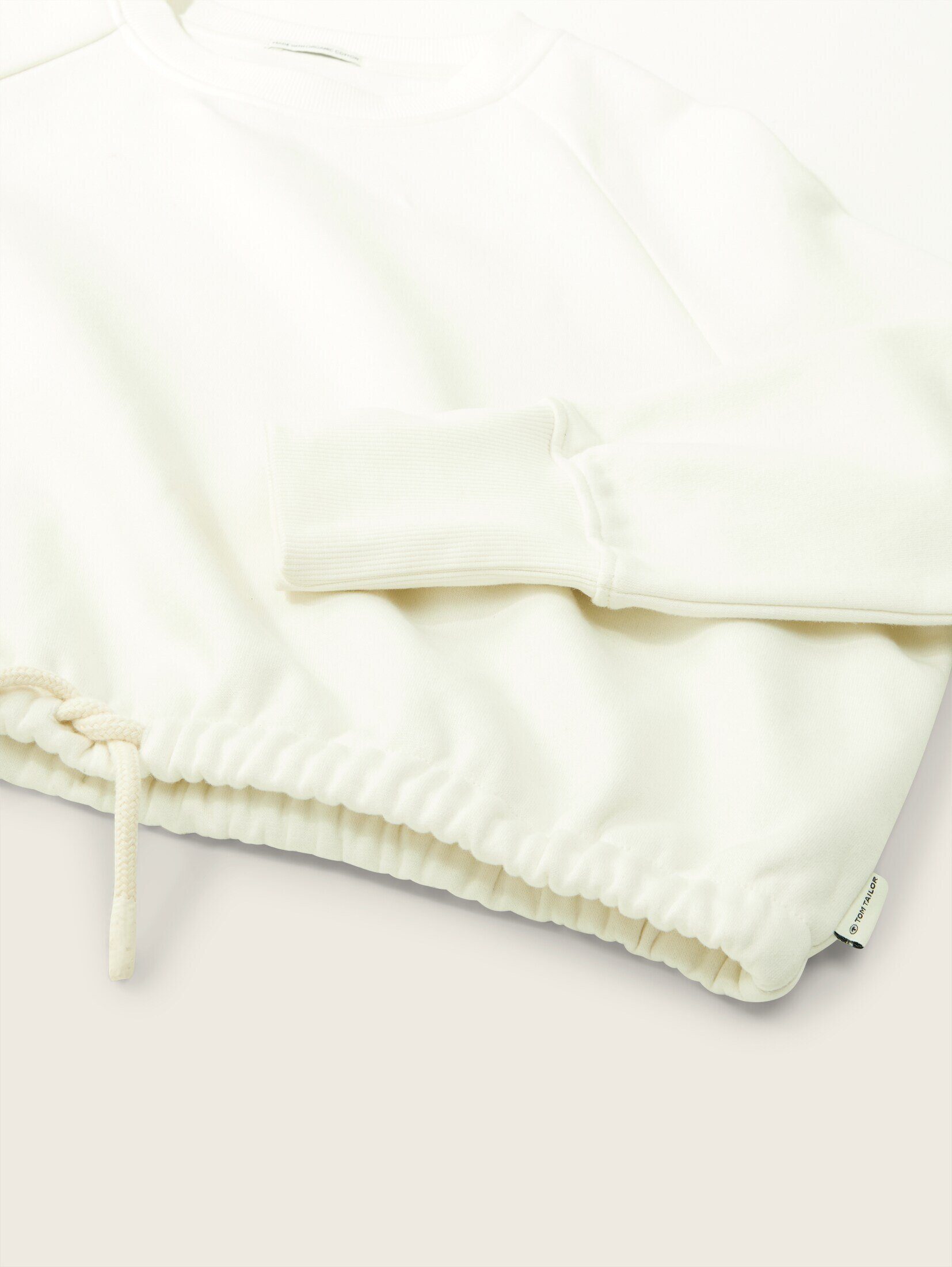 TOM TAILOR Sweatjacke Cropped Wool White Sweatshirt