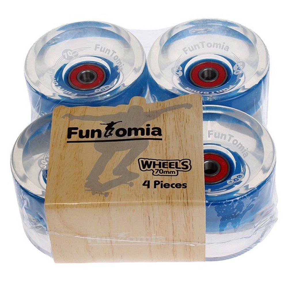 Rollen 4 FunTomia Wheels) Rollenhärte (LED) Kugellager Magnet 80A Longboard/Skateboard Longboard 80A und Spacer FunTomia LED Stück (Big 70x51mm blau Mach1® inkl. in