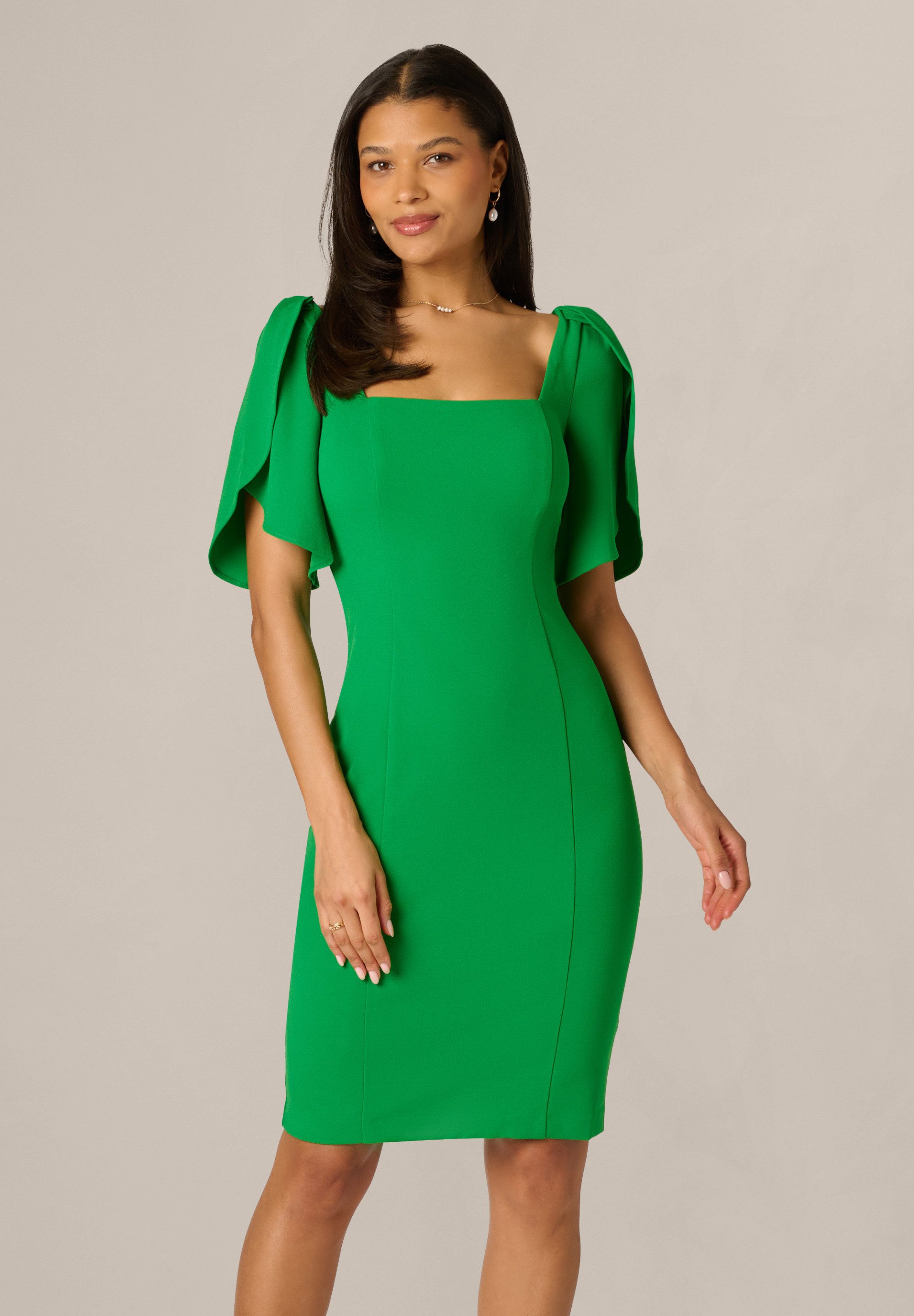 Adrianna Papell Etuikleid Tulip Sleeve Midi Dress Knielang, Crepekleid, tailliert, fließender Fall