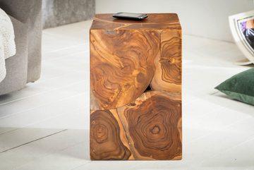 riess-ambiente Beistelltisch SQUARE 30cm natur, Massivholz · Würfel · Sitzhocker · Handmade · Teakholz