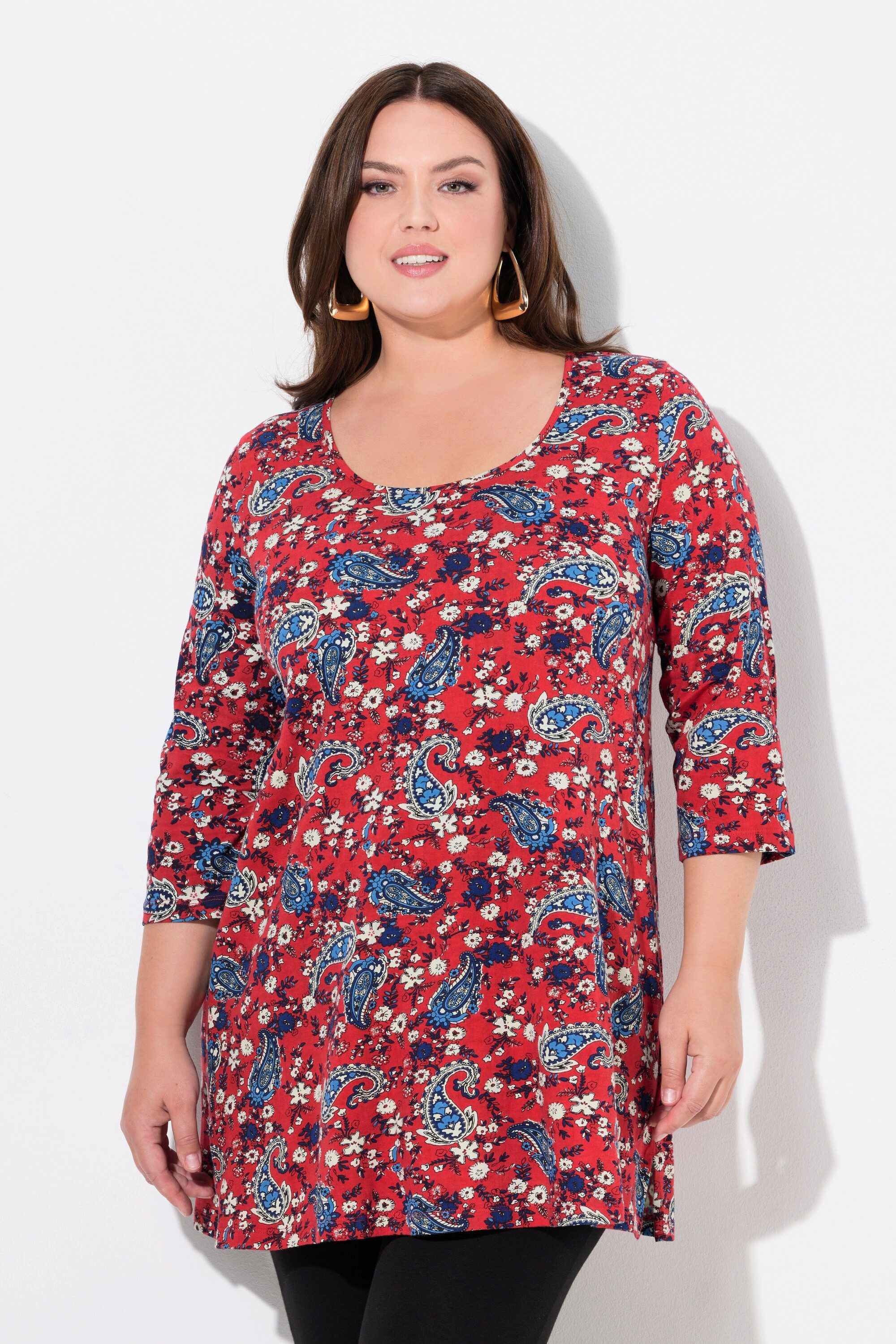 Ulla Popken Longshirt Longshirt A-Linie Rundhalsausschnitt günstig online kaufen