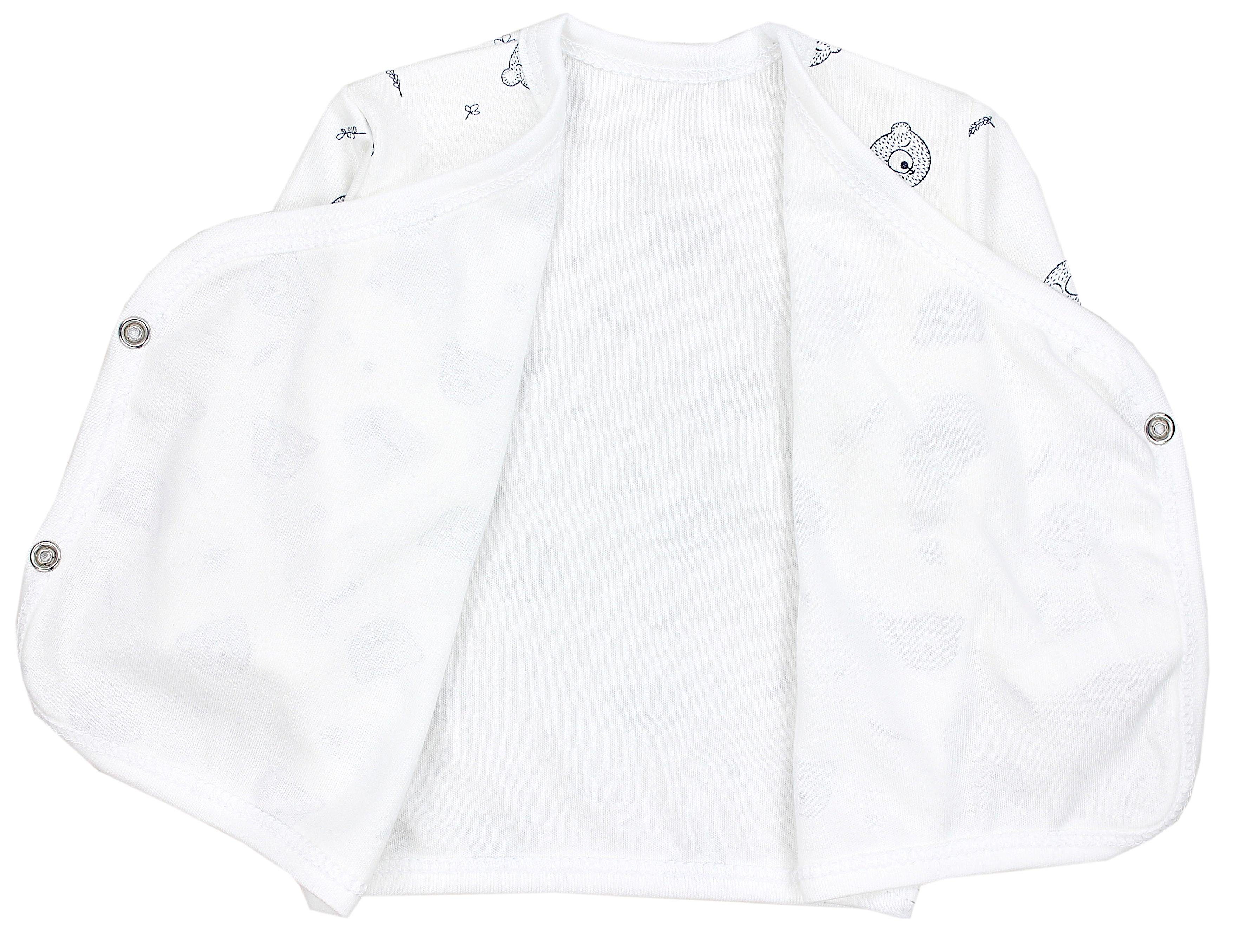 TupTam Wickelshirt Set aus Baby Stoffen Bärchen OEKO-TEX Grau 5er Dunkelblau Langarm Weiß Streifen zertifizierten (5-tlg) Sterne Unisex