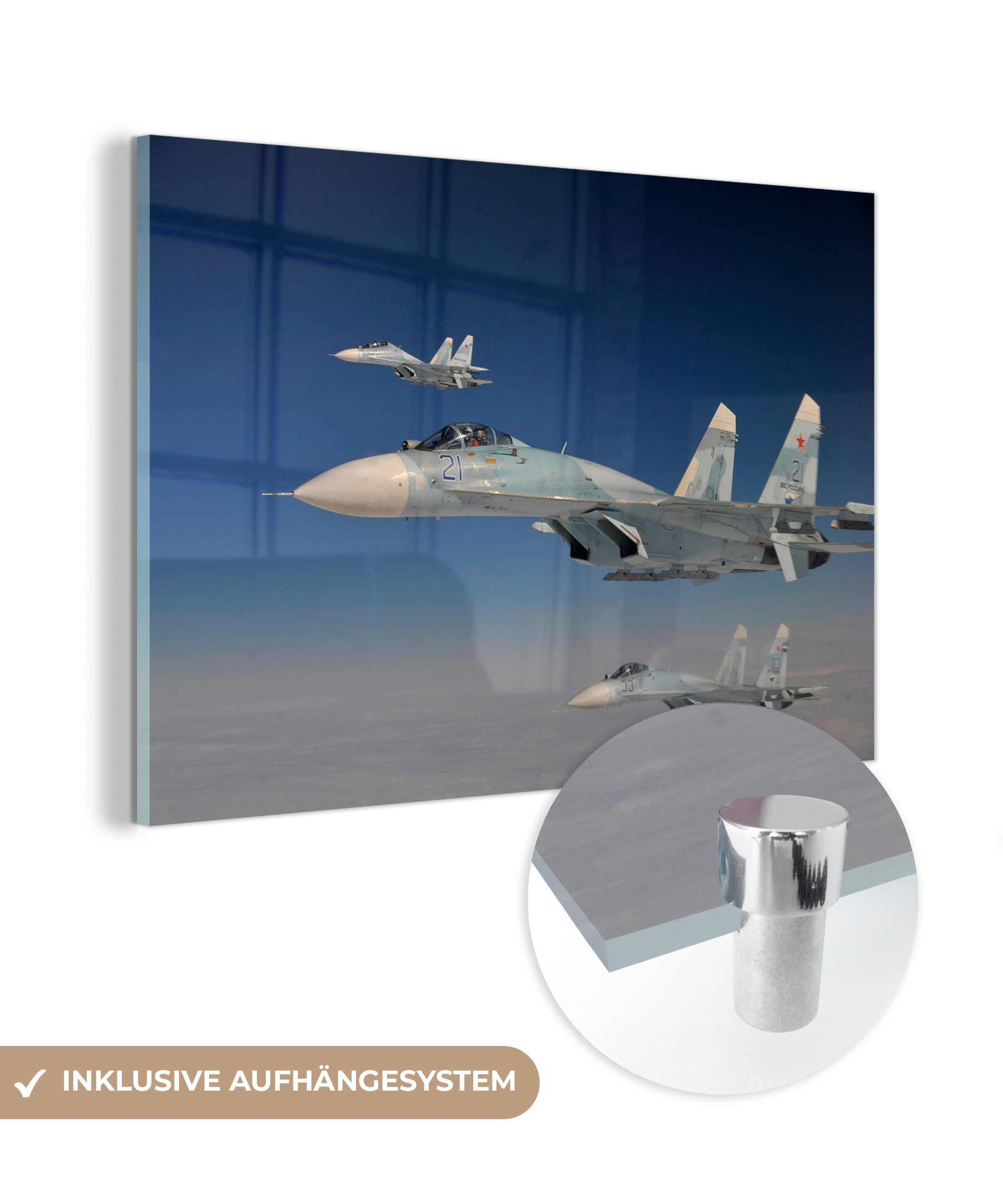 MuchoWow Acrylglasbild Flugzeuge - Düsenjäger - Pilot, (1 St), Acrylglasbilder Wohnzimmer & Schlafzimmer