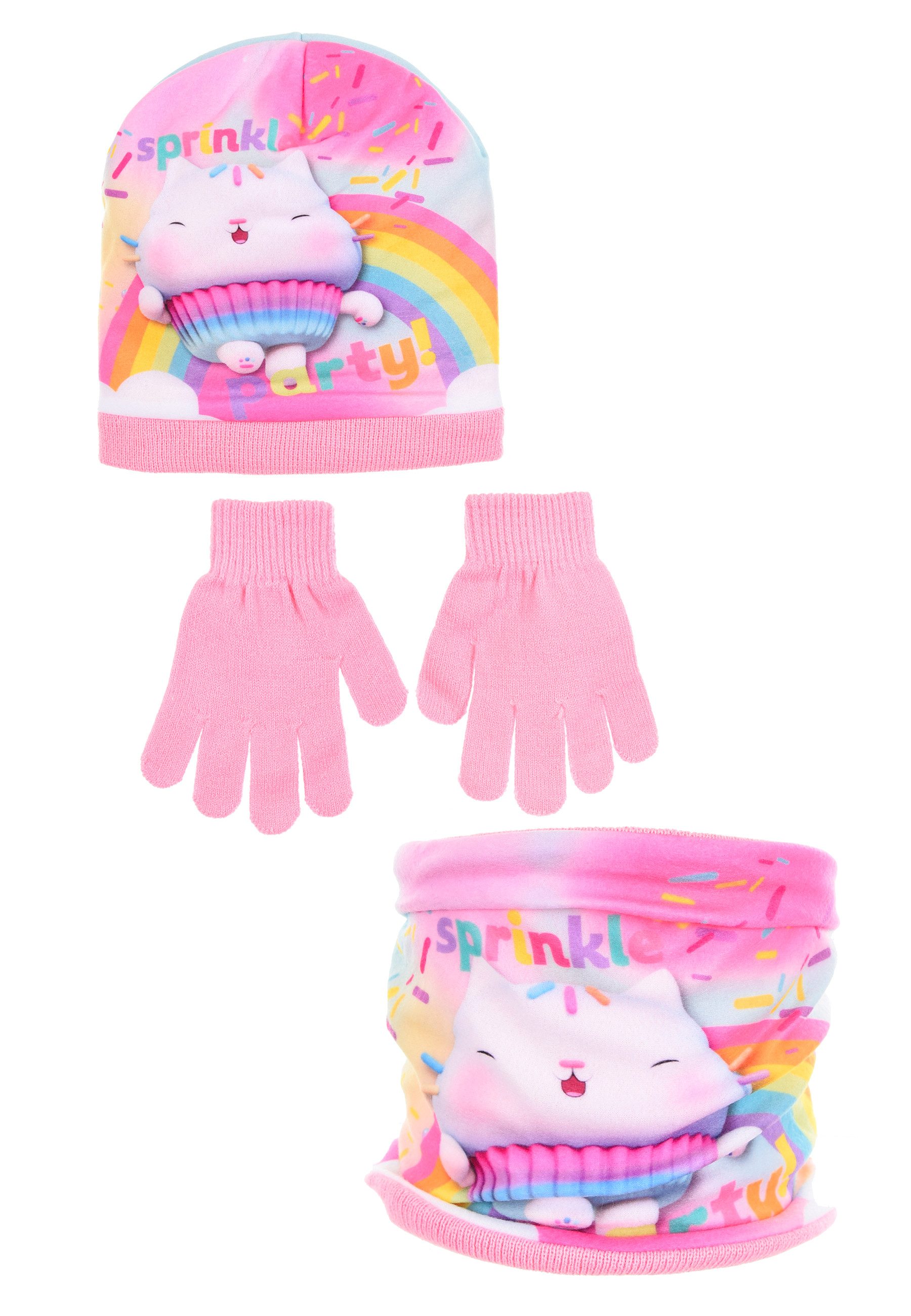 Gabby's Dollhouse Beanie Mütze, Schal und Handschuhe Kinder Winter-Set 3-tlg. (SET)