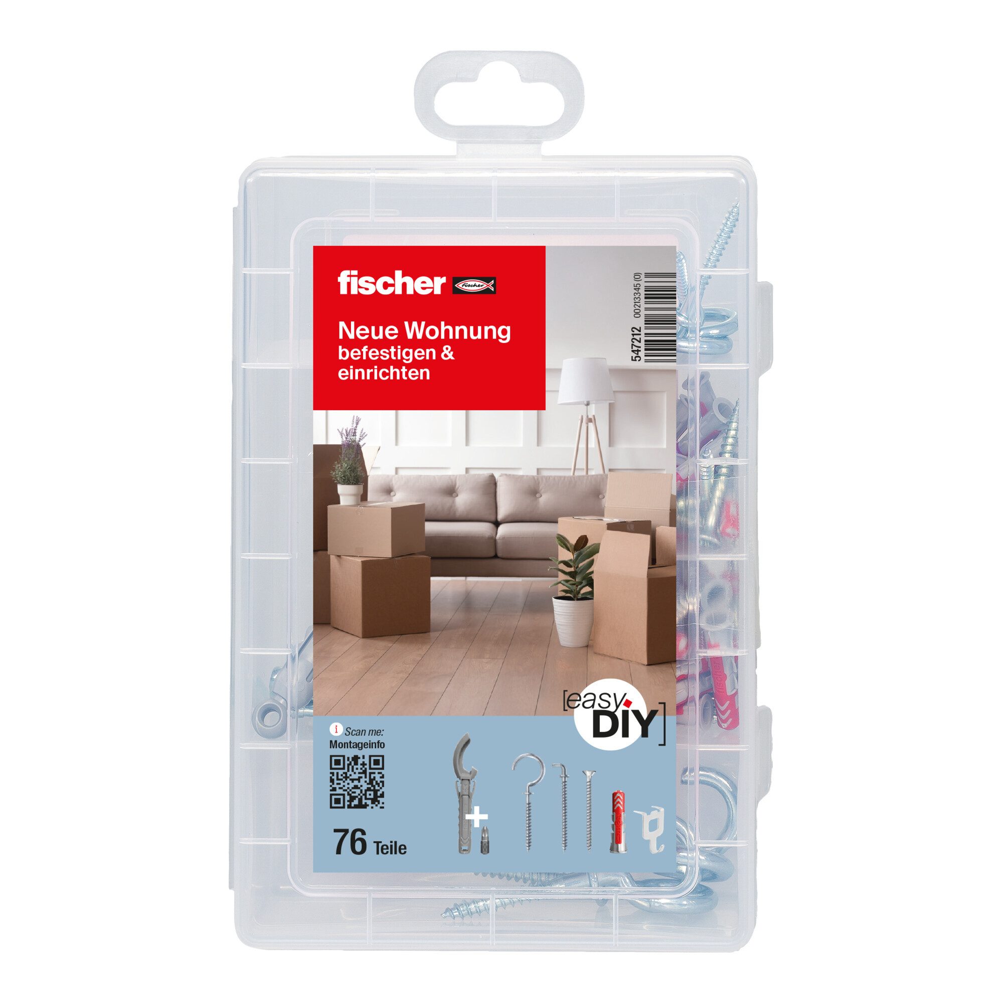 fischer Werkzeugset fischer Neue Wohnung easyDIY Box + Schraube (76 Teile)