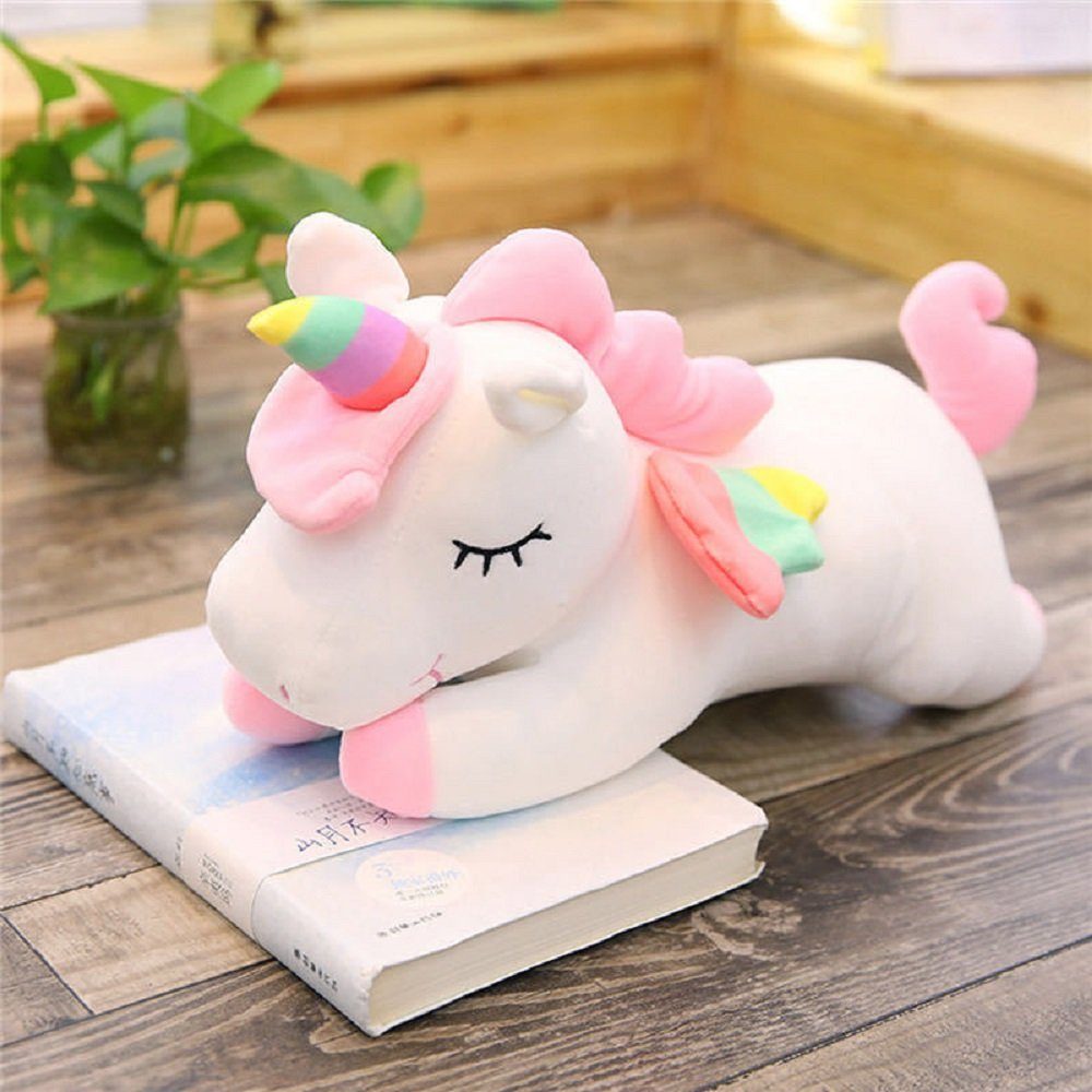 Wiztex Kuscheltier Einhorn Plüschfigur 28 cm Weißes Kinder Spielzeug Geschenk für Fans (Einzel Plüsch, Plüschtier, Stofftier, Geschenkartikel), Maschinenwaschbar, Geruchsneutral, Geprüft und Verpackt in Deutschland