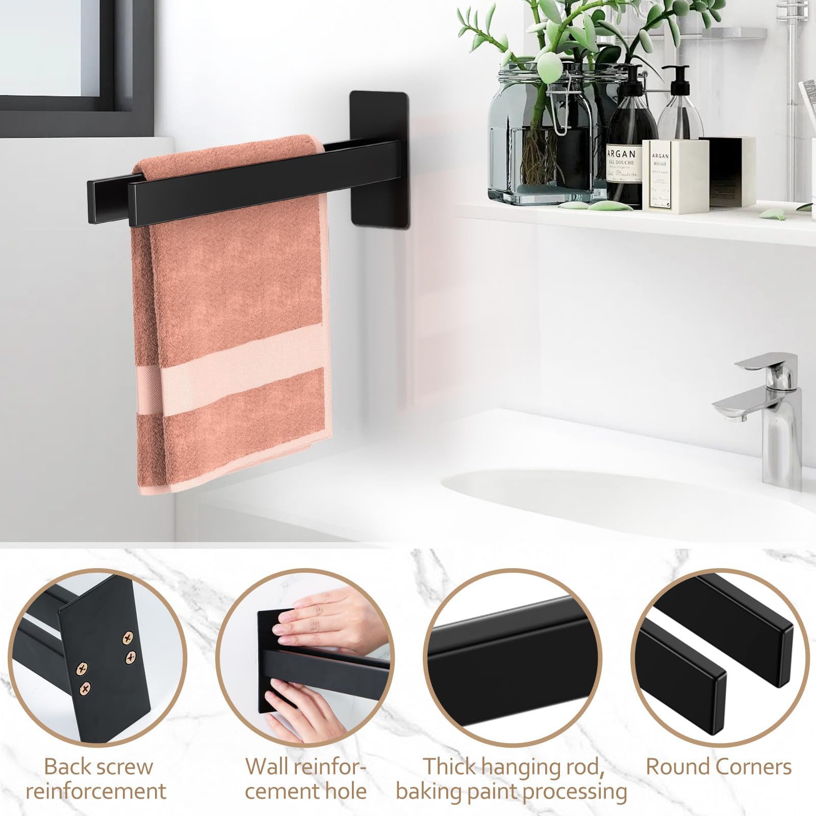 Bundviel Handtuchstange 2-armig Edelstahl Handtuchhalter Ohne Bohren Bad Ha günstig online kaufen