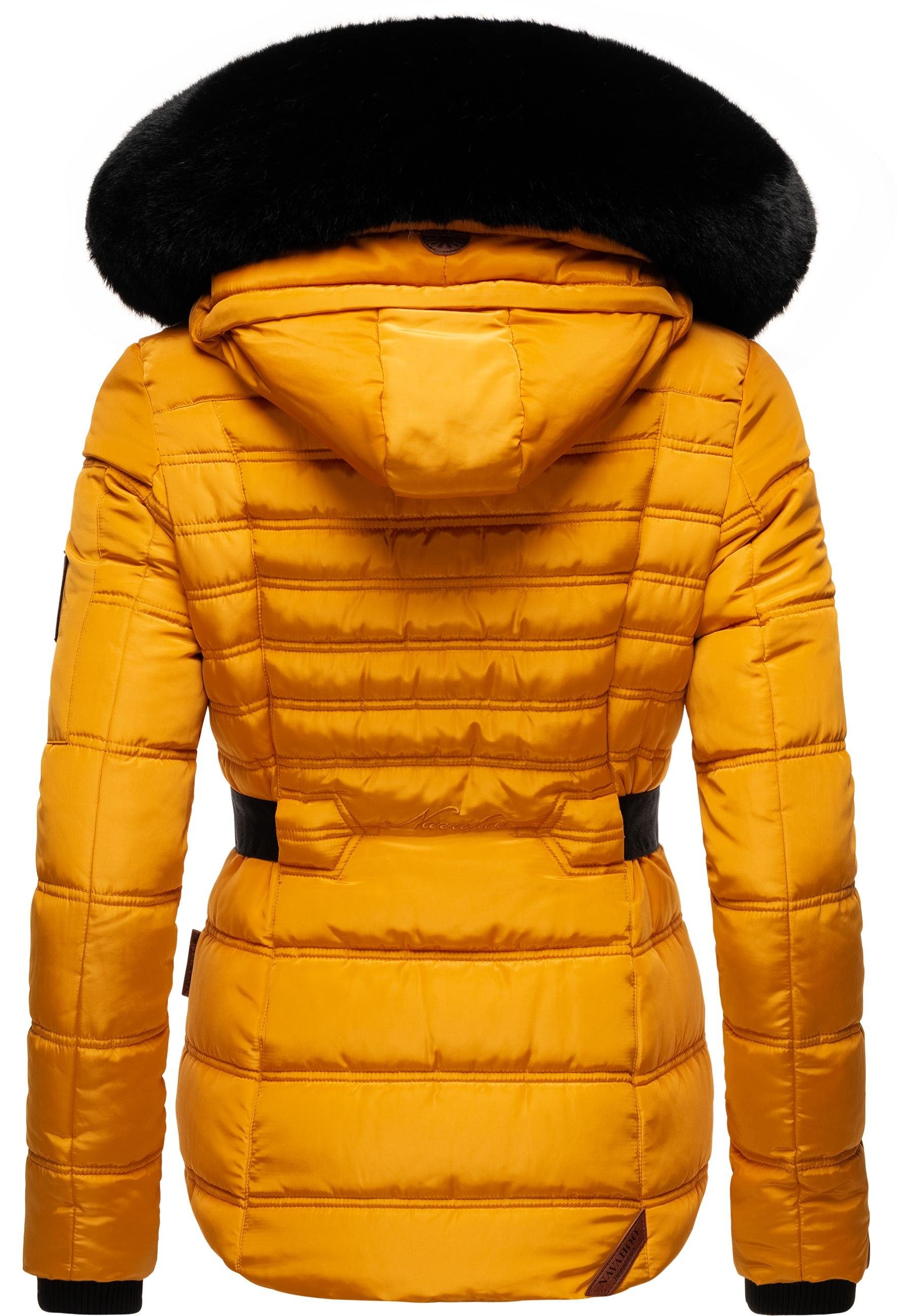 Navahoo Winterjacke Melikaa edler Kurzmantel mit abnehmbarem Kunstfellkragen