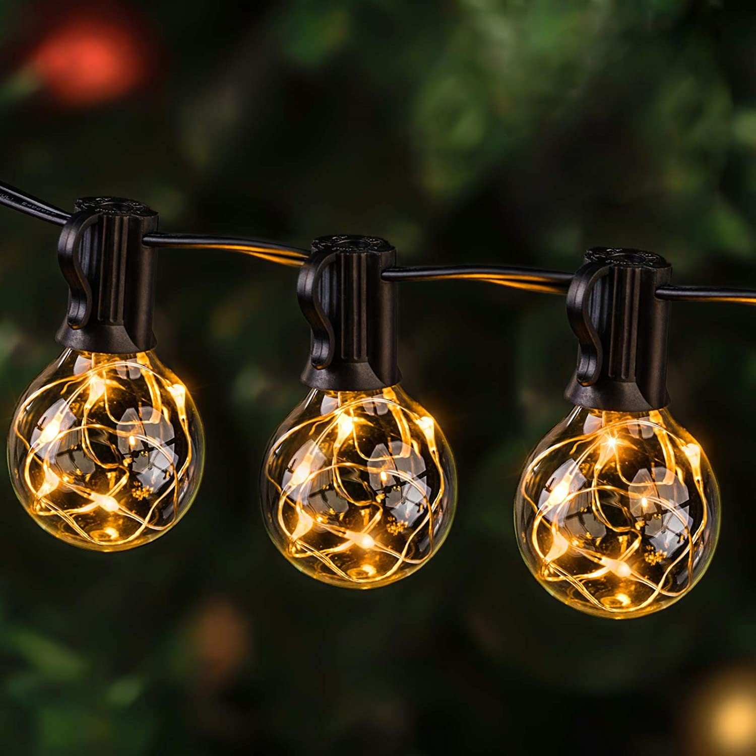 Quntis Gartenleuchte G40 Lichterkette Glühbirnen, Weihnachten, Smart Home, 30+3, IP65 11,7M für Party Warmweiß