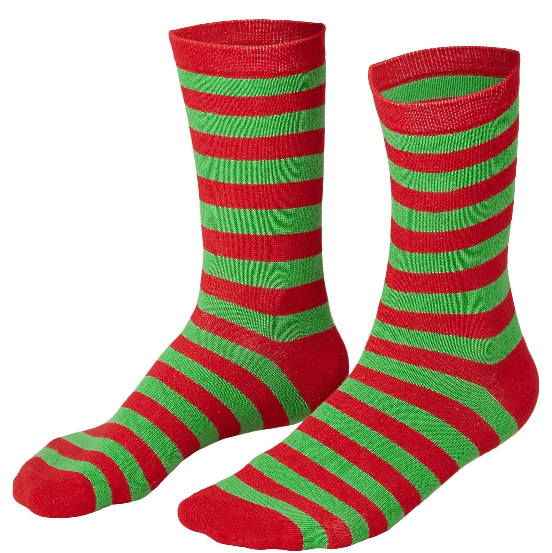 dressforfun Kuschelsocken Weihnachtssocken gestreift grün-rot