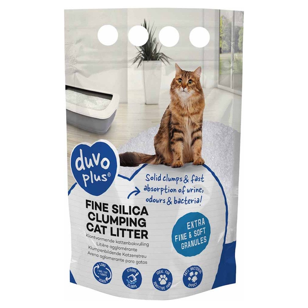 DUVO+ Katzenstreu Premium Fein Silica klumpenbildend weiß 5 Liter