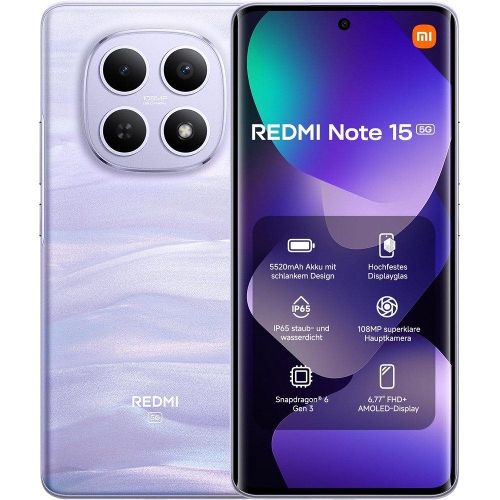 Xiaomi Redmi Note 15 5G 256 GB / 8 GB - Smartphone - mist purple Smartphone (6,77 Zoll, 256 GB Speicherplatz)
