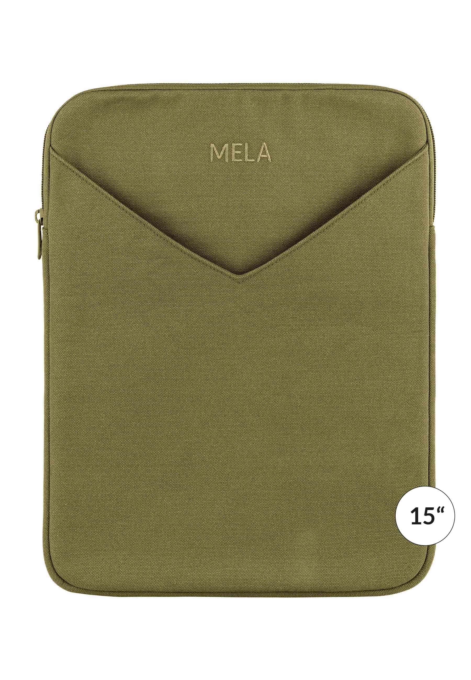 MELA Laptoptasche Laptophülle SUMIT, Praktische Außentasche olivgrün | Canvas-Taschen