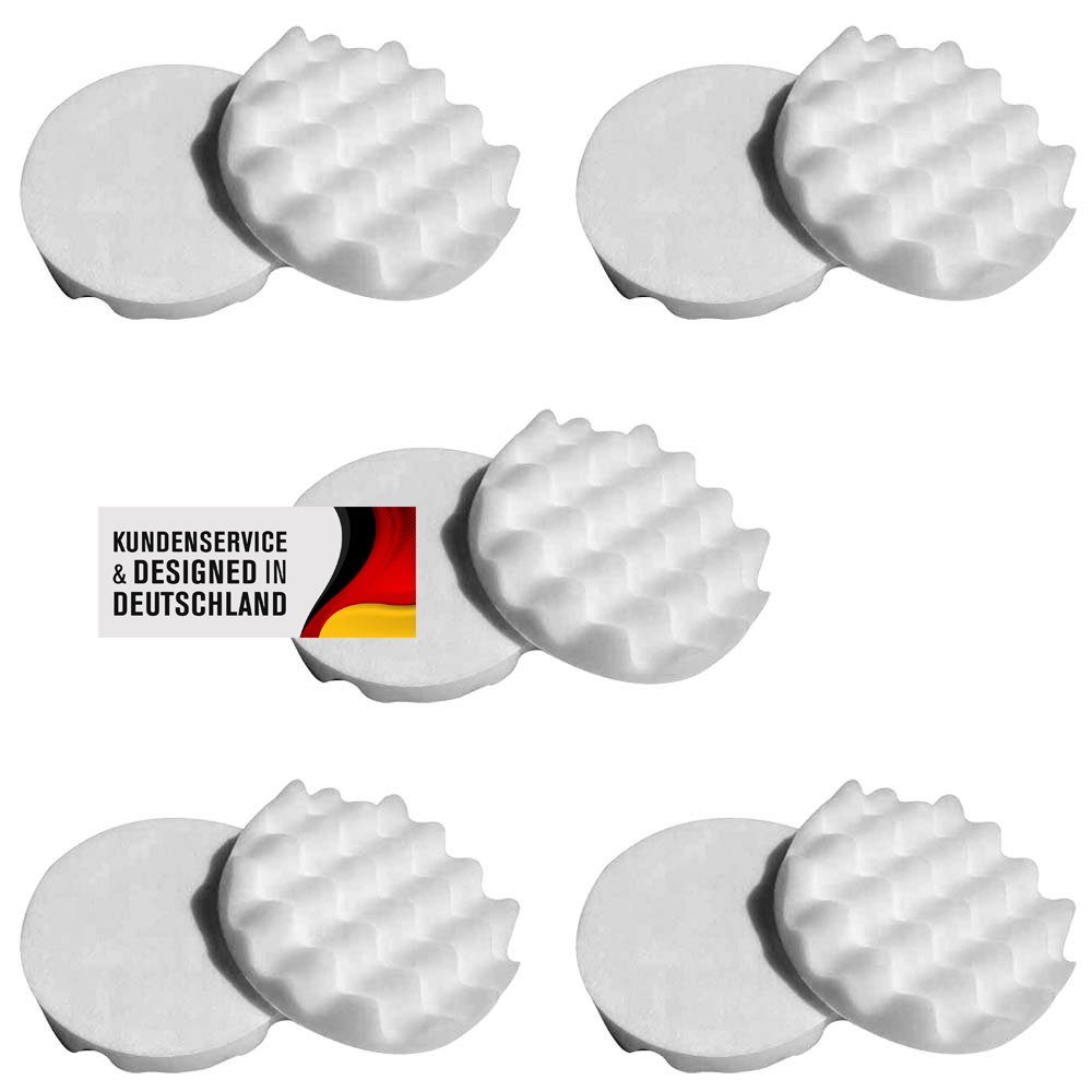 Duke-Handel Polierschwamm Polier-Zubehör Polierpads gewaffelt, beige, 180mm, SOFT, (Set, 10 St., Polierpad ⌀ 18cm für Полировка автомобиля), Klett-Aufnahme, Auswaschbar, Reißfest, Microporen
