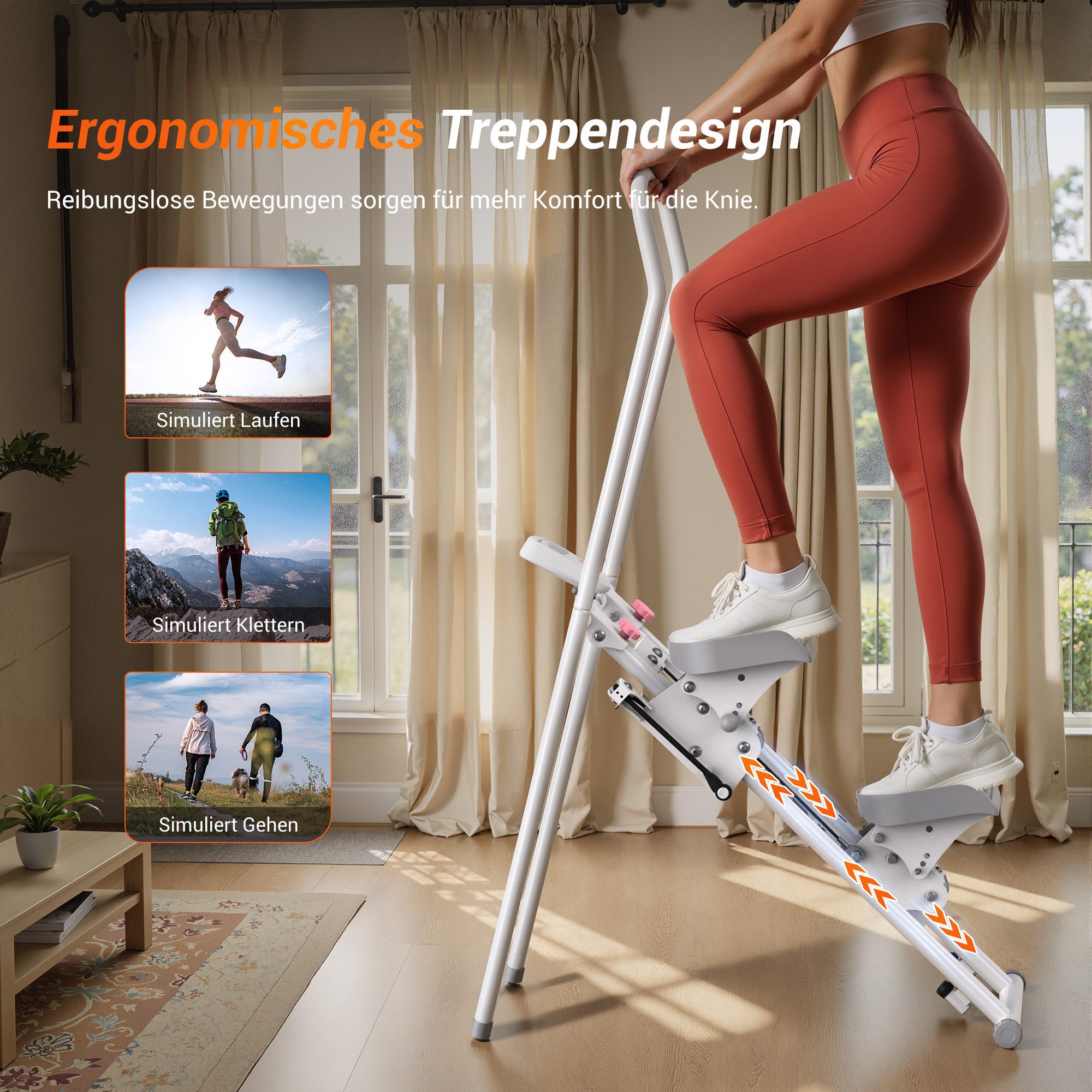 MERACH Stepper 2025 Neues Stair Stepper für Heimtraining, Rehabilitation (Tragbarer Crosstrainer Stepper klappbar mit 3 Widerstandsstufen, mit LCD-Schirm & verstellbare Lenker & Rutschfeste Pedale), Vertical Climber Maschine für Ganzkörper-Workout