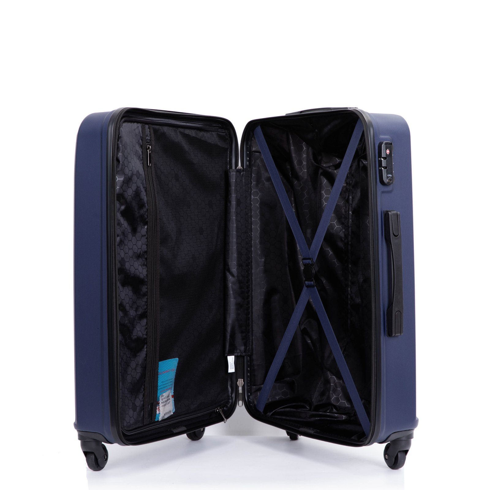 tlg., Travelhouse 3-er Koffer Inneinader Trolleyset (Komplett Navy Rollen, 3 Hängefunktion stapelbar. mit Bali, Set), Set, M&L. Standfüße 4