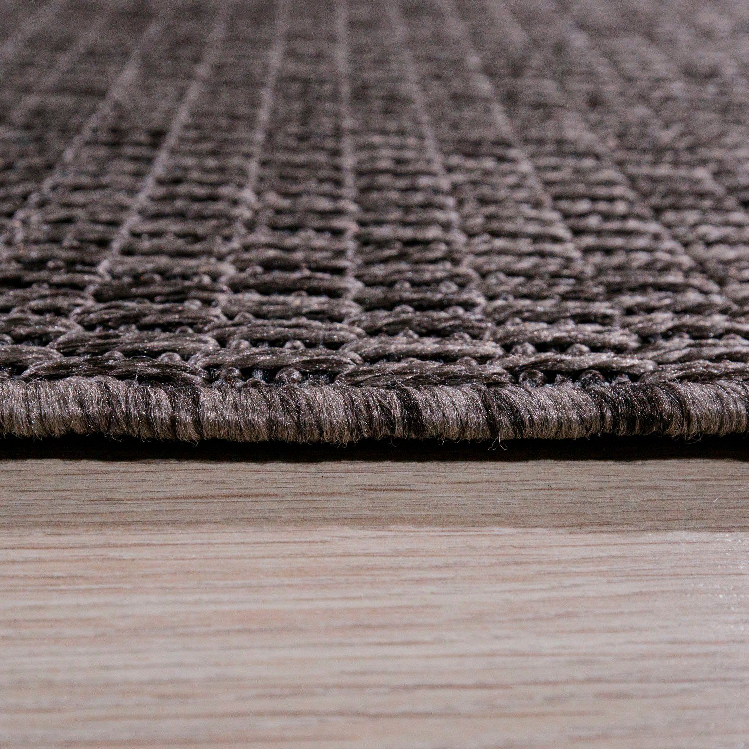 Teppich Waregem 624, Paco Flachgewebe, Home, rechteckig, geeignet, 4 mm, In- Farben, und Wohnzimmer Outdoor Höhe: grau Uni
