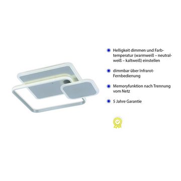 Paul Neuhaus LED Deckenleuchte EMILIO, CCT - über Fernbedienung, Dimmfunktion, Fernbedienung, Infrarot inkl., Memory, nach Trennung vom Netz, LED fest integriert, warmweiß - kaltweiß, Fernbedienung, Infrarot inkl.