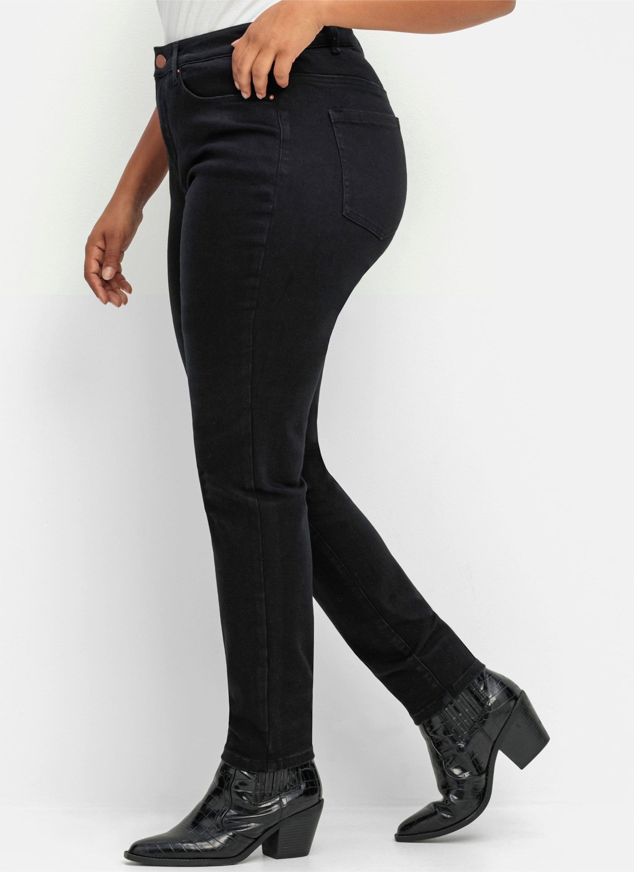 Sheego Bequeme Jeans Stretch-Jeans Skinny mit Bodyforming-Effekt – Bild 3 von 5