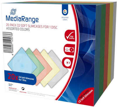 Mediarange CD-Hülle 20 CD Hüllen 1er Soft Slimcase 5 mm für je 1 BD / CD / DVD farbig