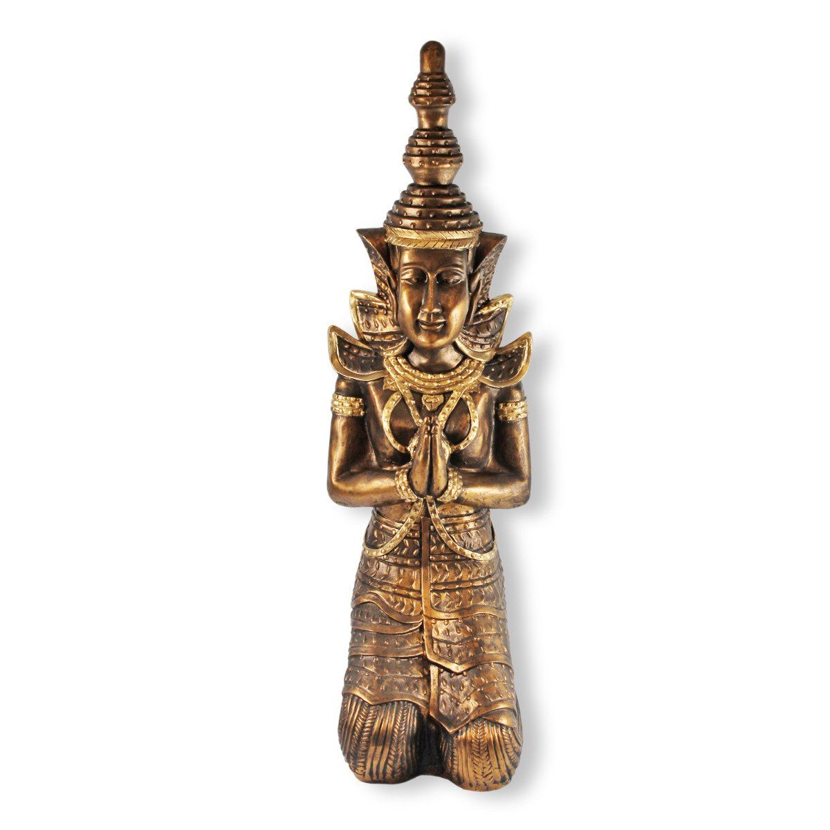 22 cm Thai Buddha mit Schüssel II gold/silber Dekofigur Figur Höhe ca 