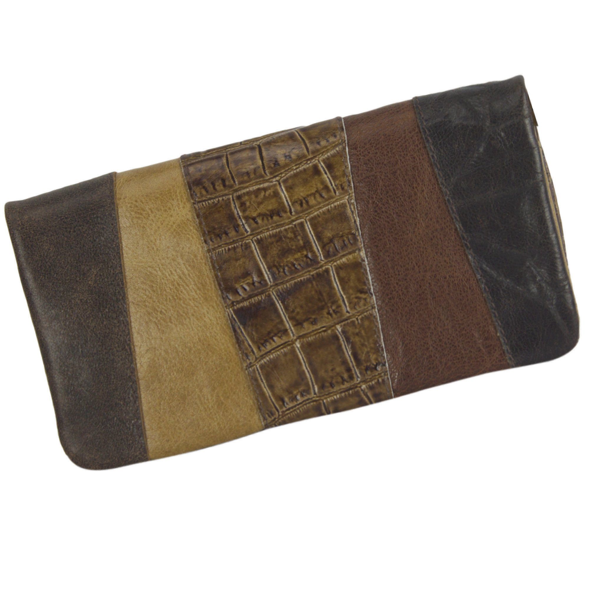 Sunsa Geldbörse Leder Geldbeutel große Brieftasche Portemonnaie, echt Leder, mit RFID-Schutz, Vintage Style, aus recycelten Lederresten hellbraun | Geldbörsen