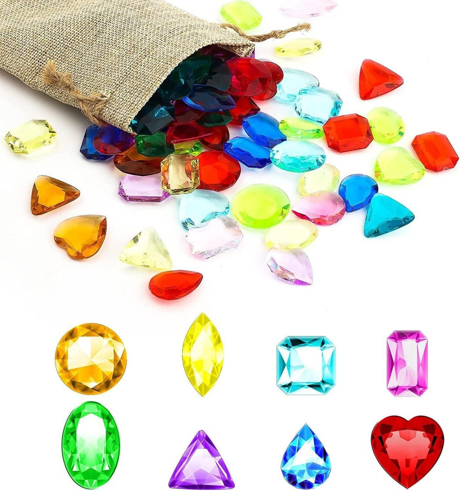 Edelstein Acryl Diamanten Kinder 64 Stück bunt transparent Edelsteine_DEKO