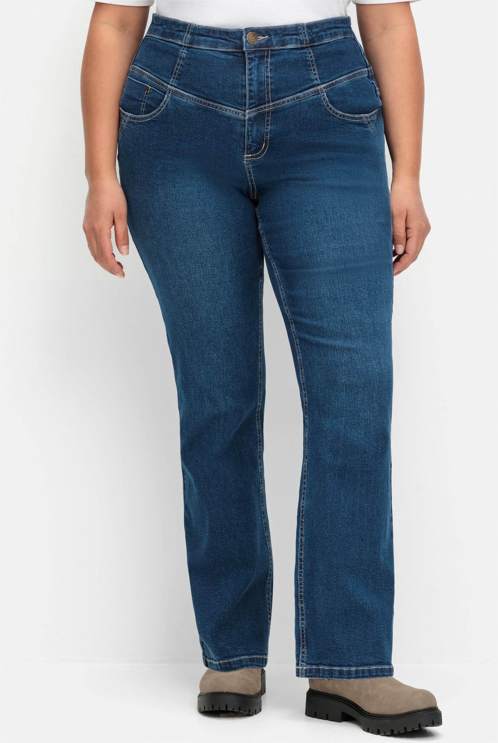 Sheego Bequeme Jeans Stretch-Jeans mit hohem Bund, im Curvy-Schnitt ANNE