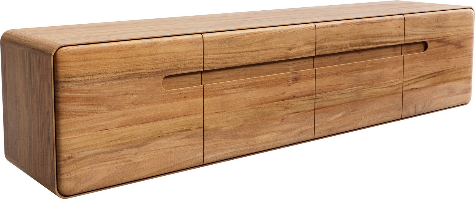 DELIFE Lowboard Anaya, Akazie Natur 200 cm 4 Türen Schwebend Lowboard