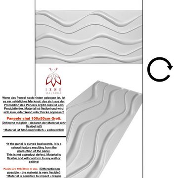 IKHEMalarka 3D Wandpaneel Big Wave Deckenpaneele Polystyrol XPS, BxL: 50,00x100,00 cm, 4,00 qm, (4m² - 8 Stück, 4m² - 8 Stück) Material ist Stoßempfindlich = zerbrechlich!